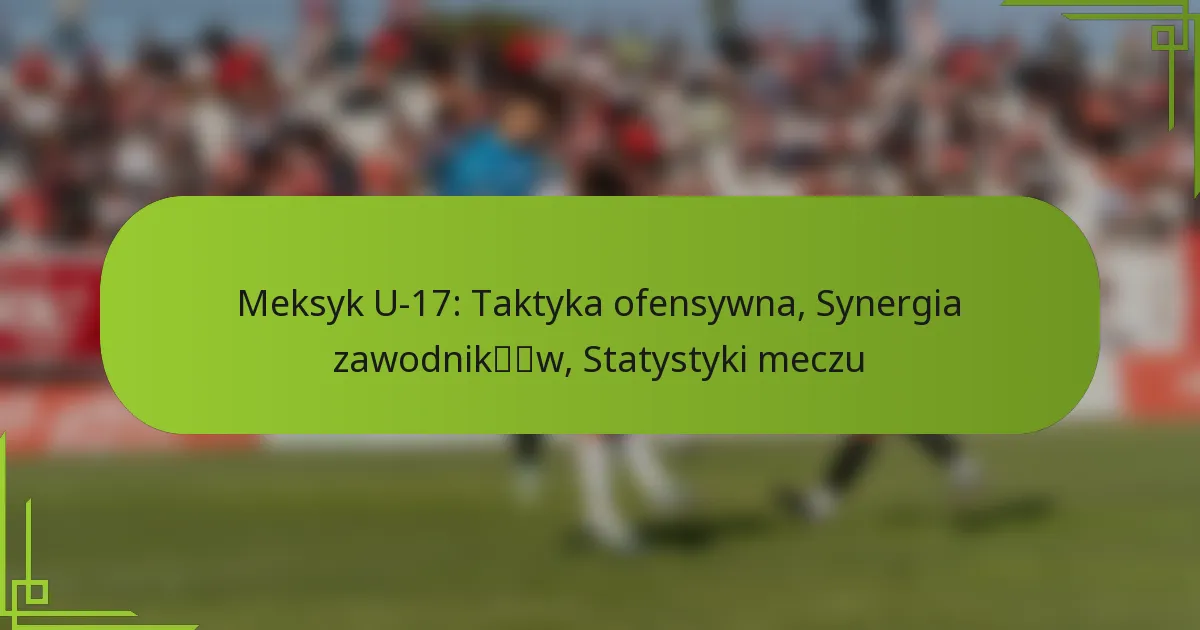Meksyk U-17: Taktyka ofensywna, Synergia zawodników, Statystyki meczu