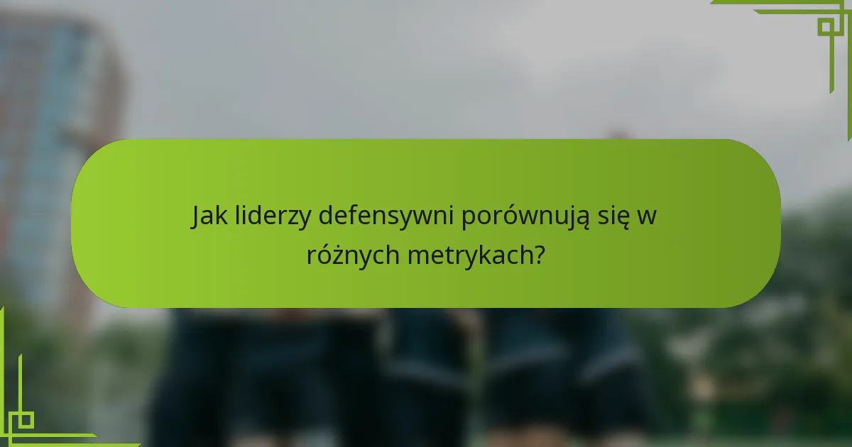 Jak liderzy defensywni porównują się w różnych metrykach?
